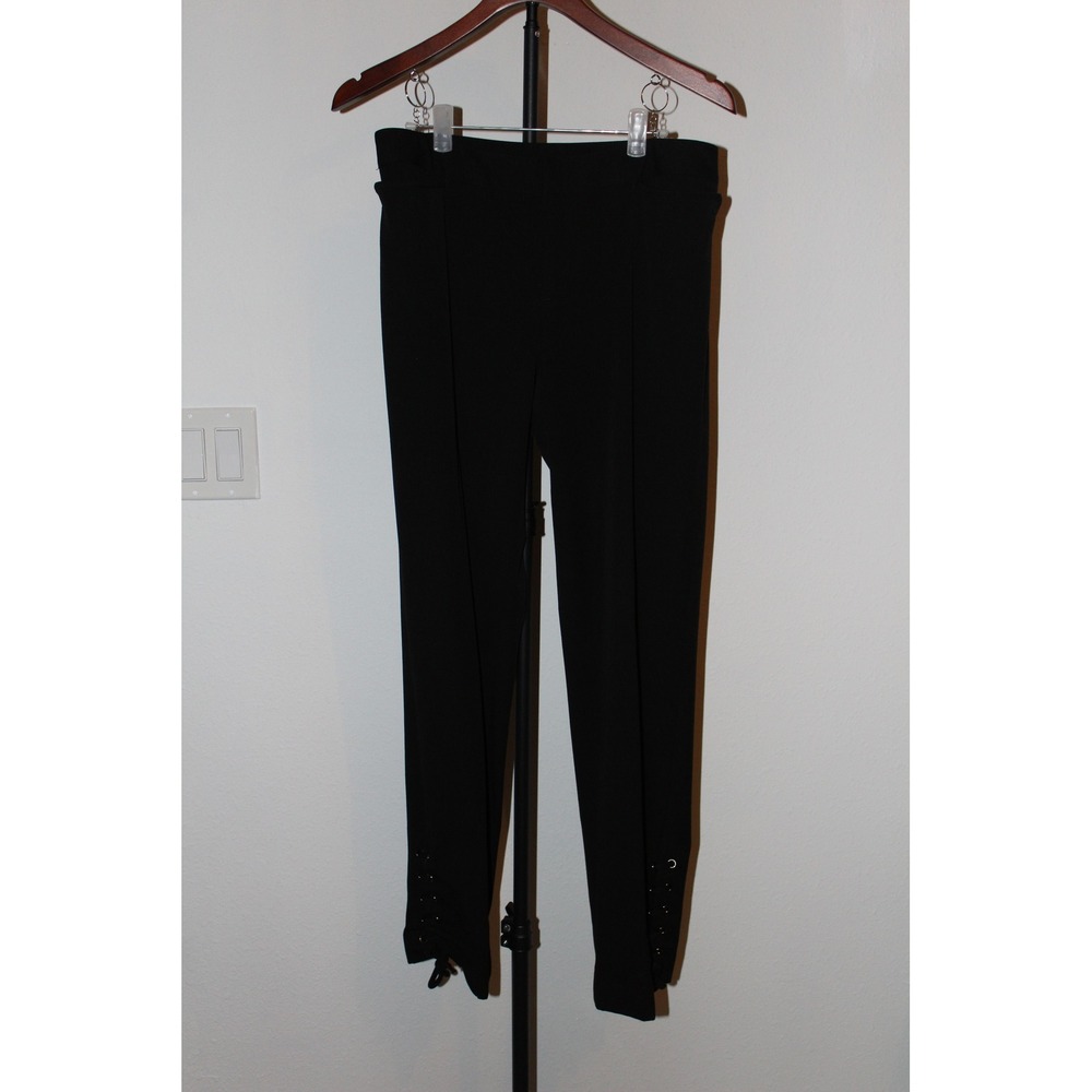 VTG Nine West Black Lace Up Ankle Dress Pants Straight Leg Trousers Size 6